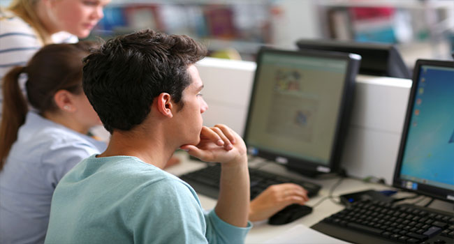 students using computers